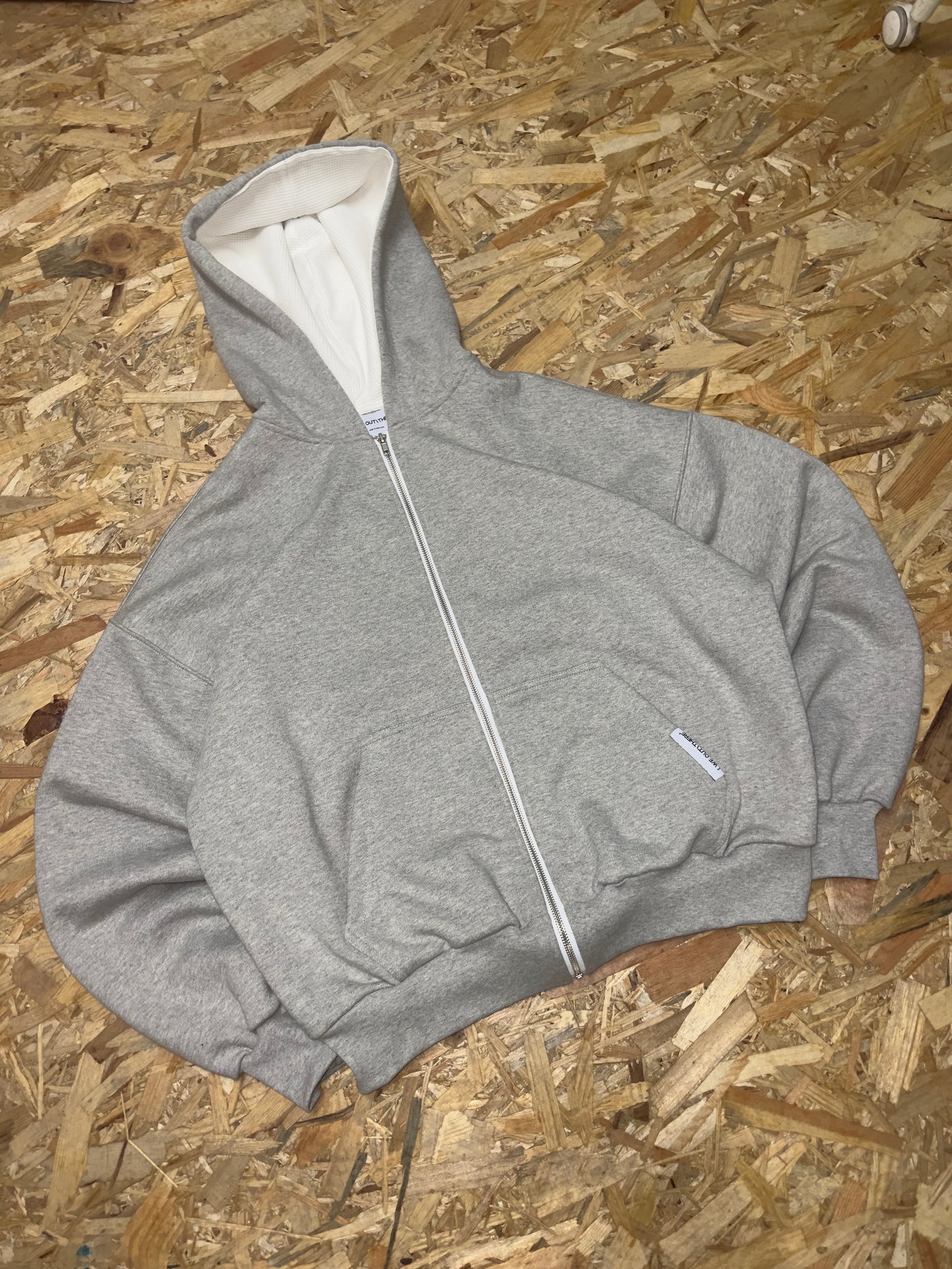 Hoodie Zip-Up Heather Grey/Denim Letters (L)