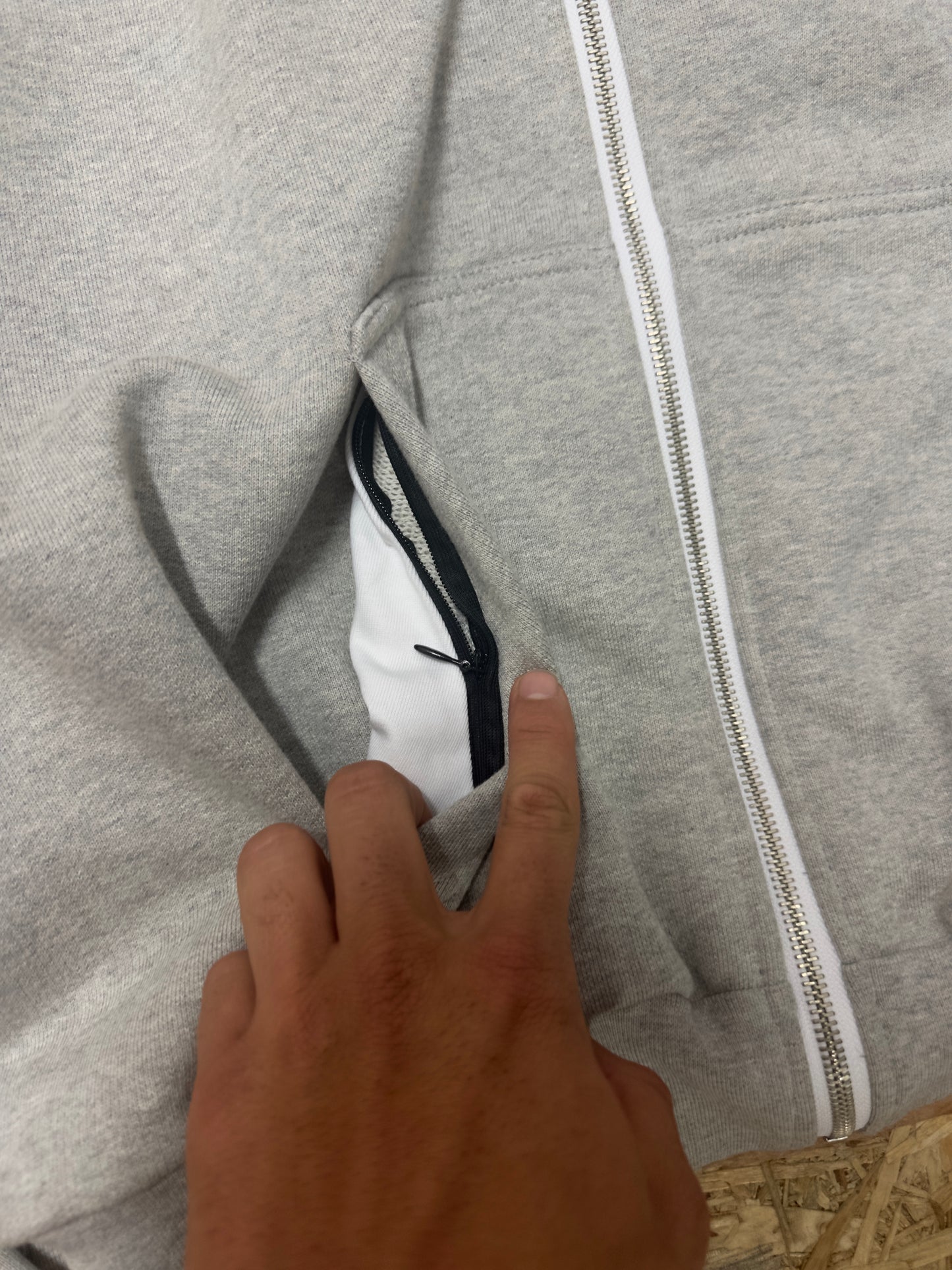 Hoodie Zip-Up Heather Grey/Denim Letters (L)