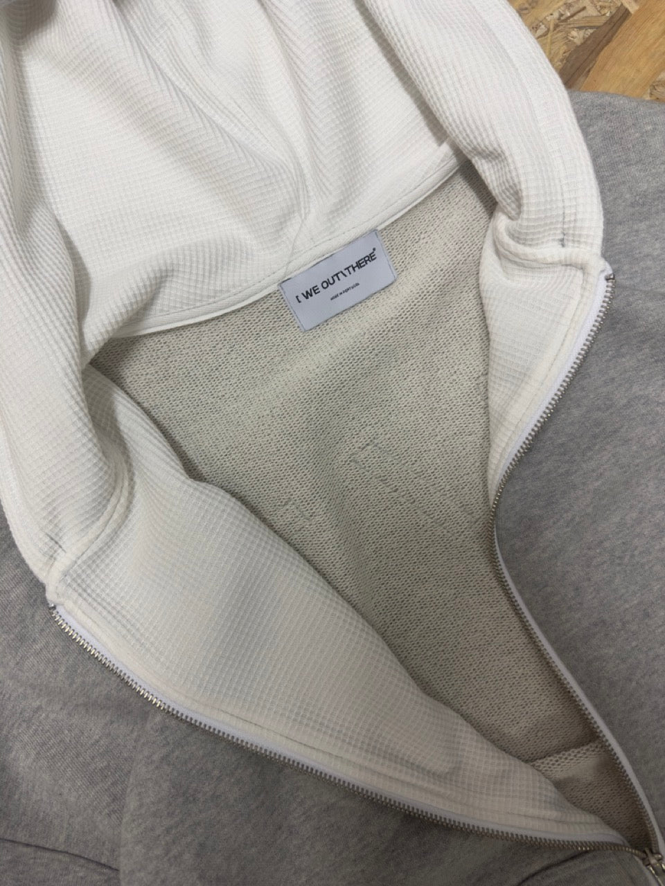 Hoodie Zip-Up Heather Grey/Denim Letters (L)