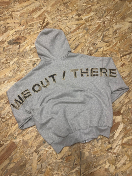 Hoodie Zip-Up Heather Grey/Camo Letters (M)