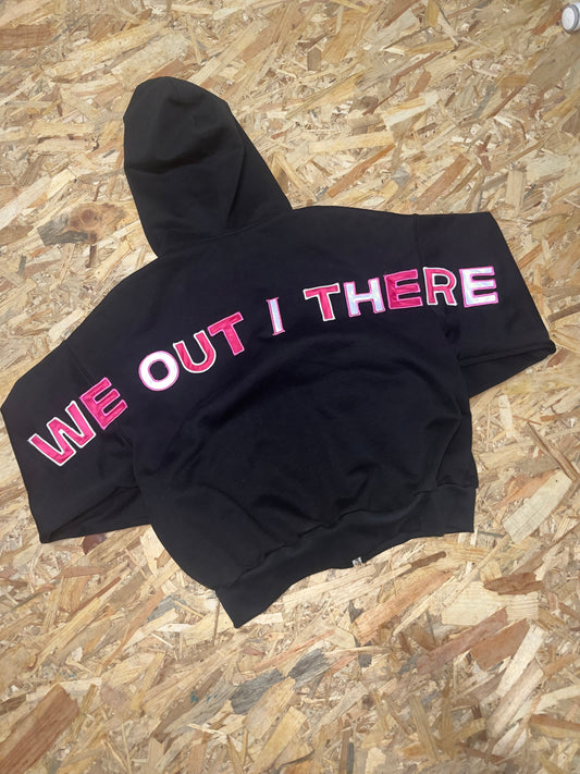 Hoodie Zip-Up Black/Pink Letters (S)