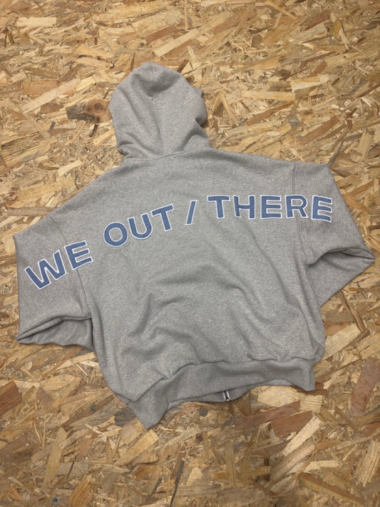 Hoodie Zip-Up Heather Grey/Denim Letters (L)