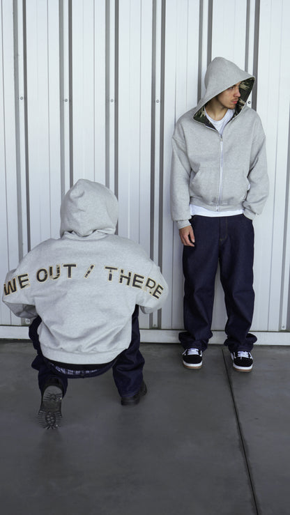 Camo Reversible Back Logo Zip-Up [Heather Grey]