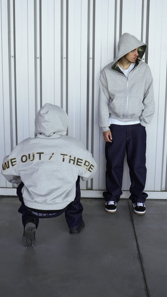 Camo Reversible Back Logo Zip-Up [Heather Grey]