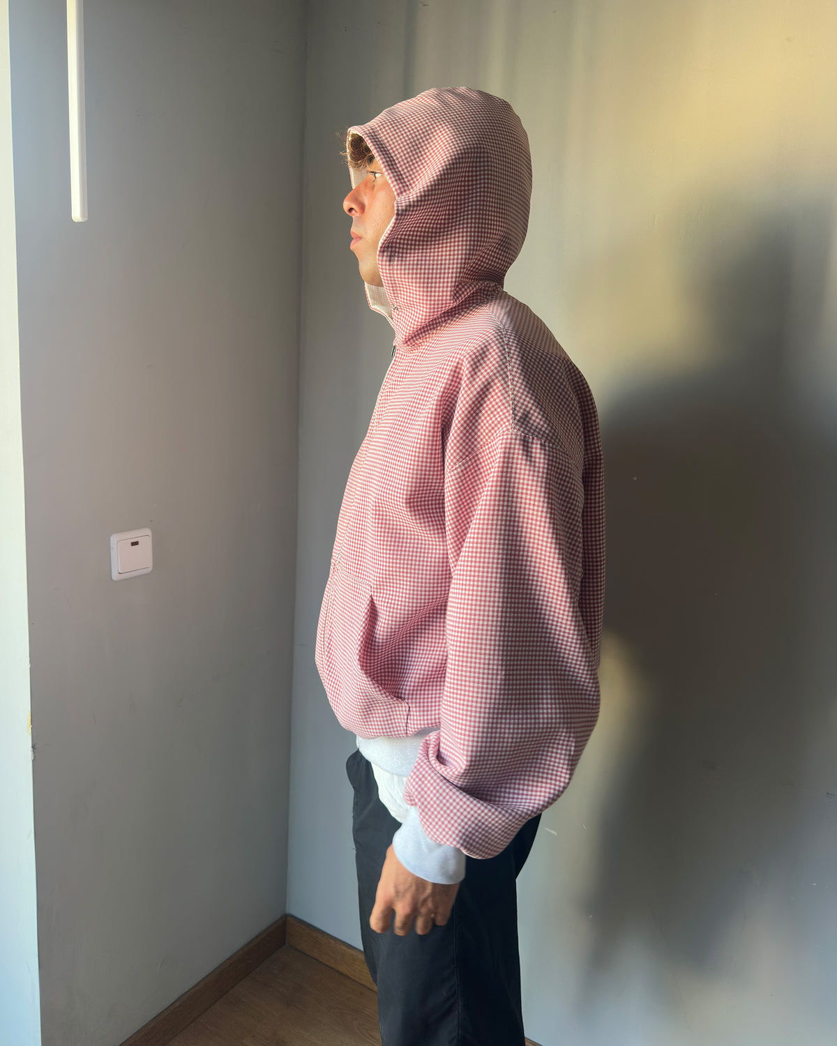Red Chess Zip-Up  M