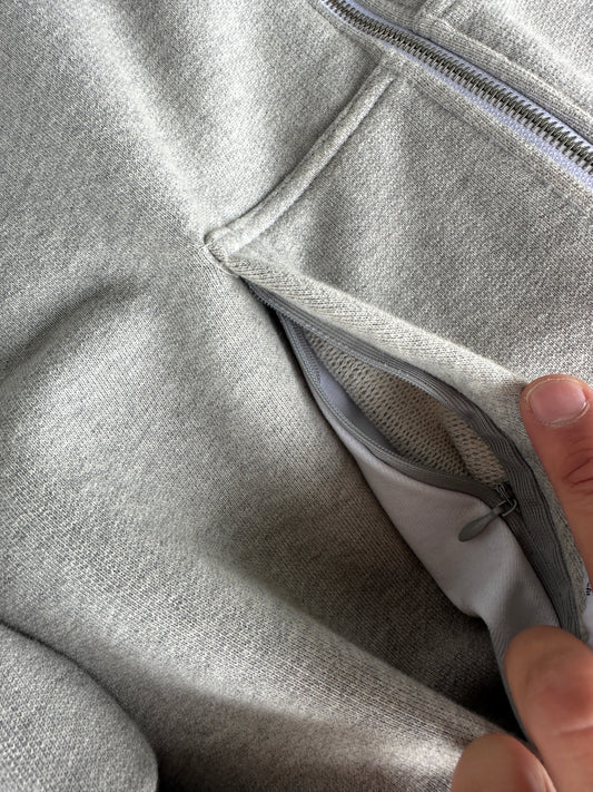 Denim Back Logo Zip-Up [Heather Grey]