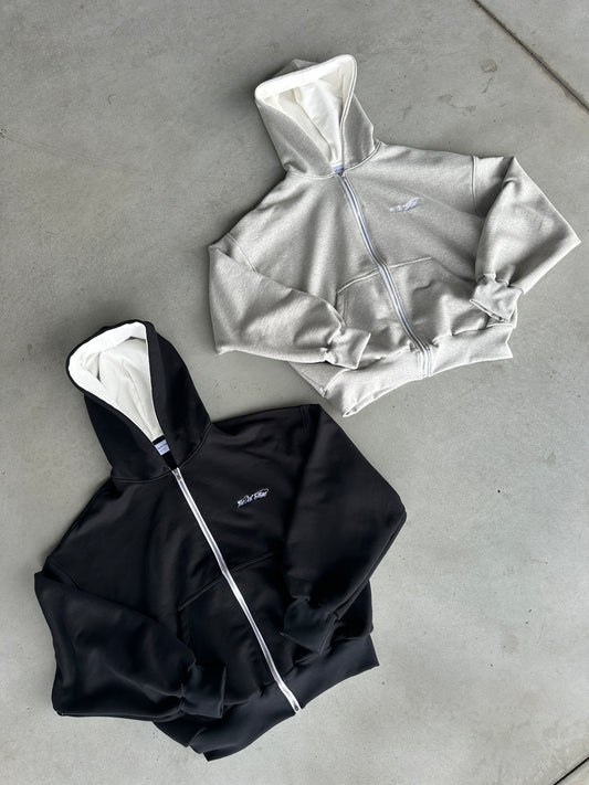 Essential Zip-Up [Black/Heather Grey]