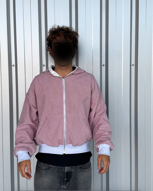 Red Chess Zip-Up  M