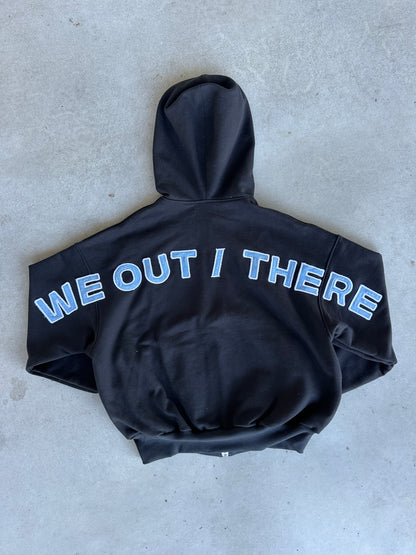 Denim Back Logo Zip-Up [Black]