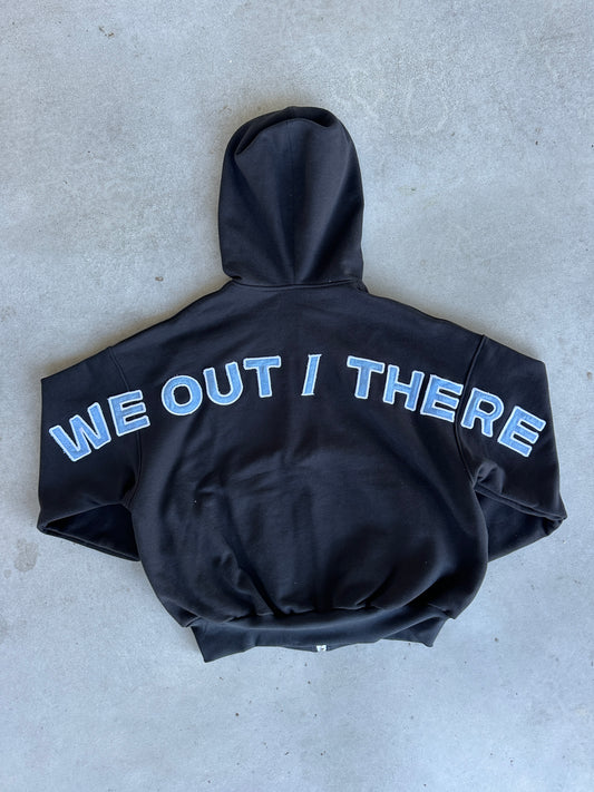Denim Back Logo Zip-Up [Black]