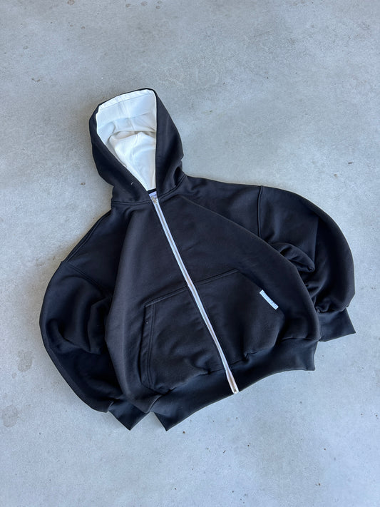 Denim Back Logo Zip-Up [Black]