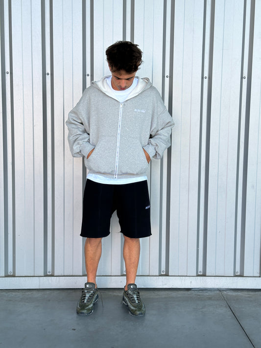 Denim Back Logo Zip-Up [Heather Grey]