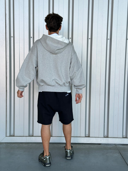 Denim Back Logo Zip-Up [Heather Grey]