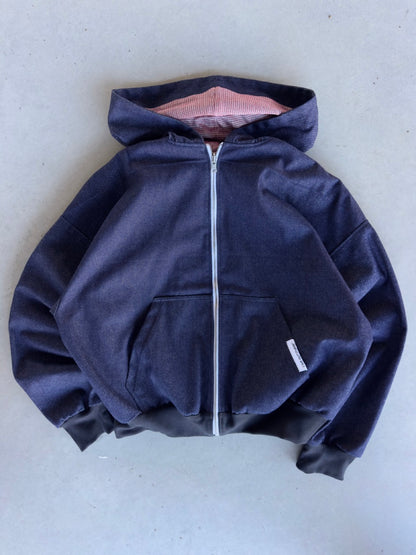 'Velvet' Zip-Up [Navy]
