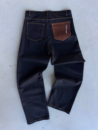 Corduroy Backpocket Raw Jeans  [Black]