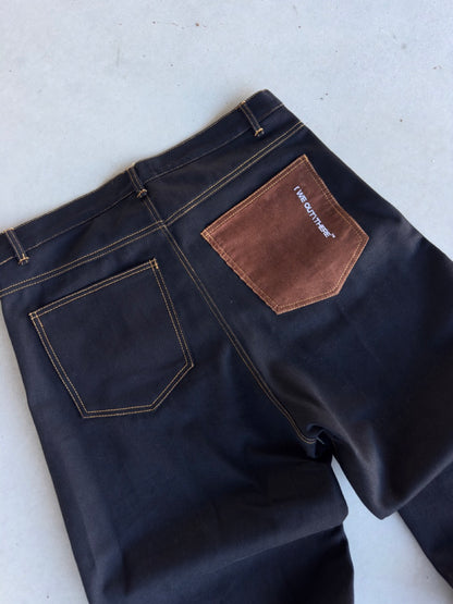 Corduroy Backpocket Raw Jeans  [Black]