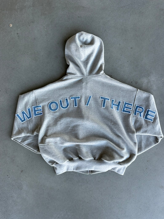 Denim Back Logo Zip-Up [Heather Grey]