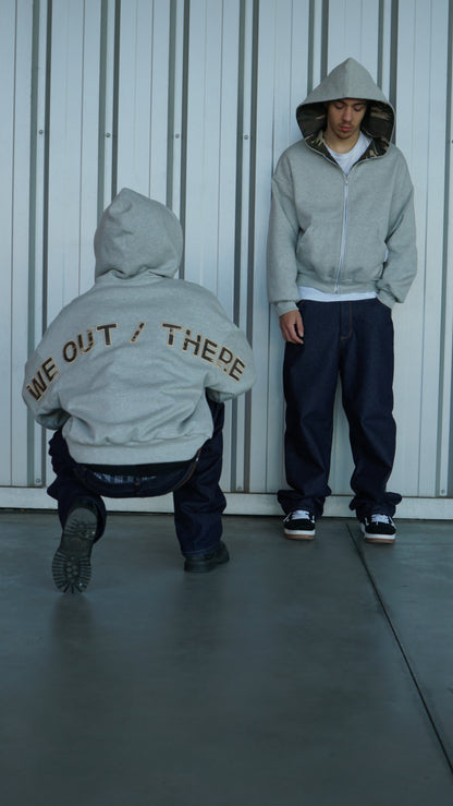 Camo Reversible Back Logo Zip-Up [Heather Grey]