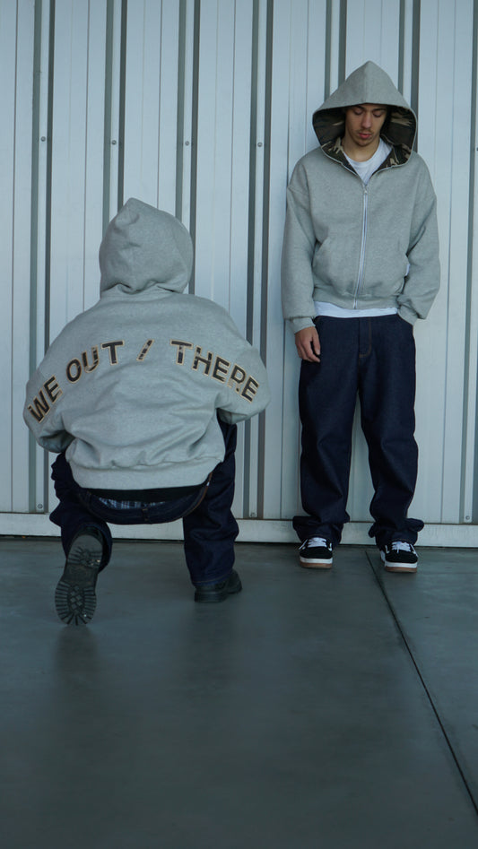 Camo Reversible Back Logo Zip-Up [Heather Grey]