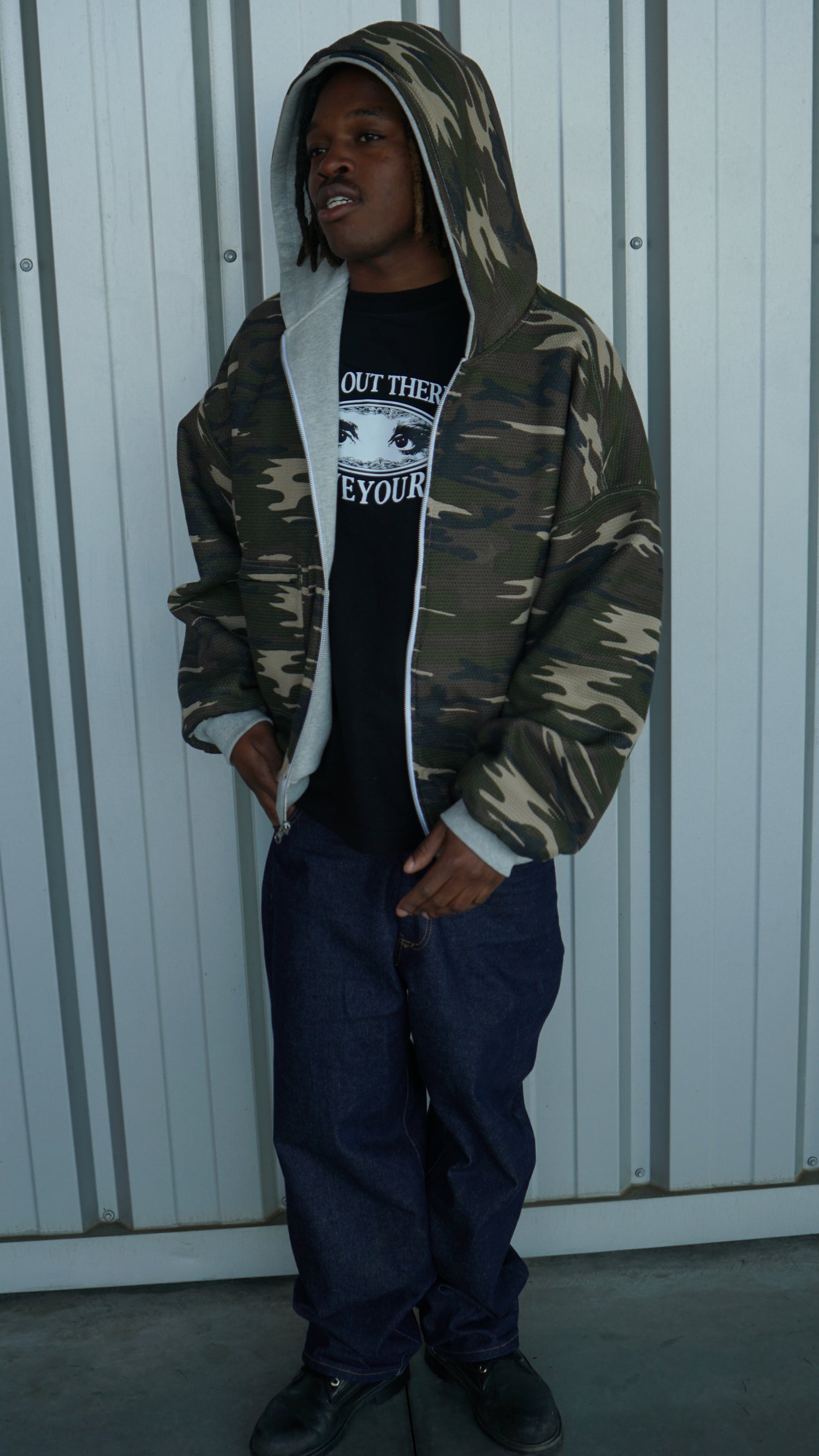 Camo Reversible Back Logo Zip-Up [Heather Grey]