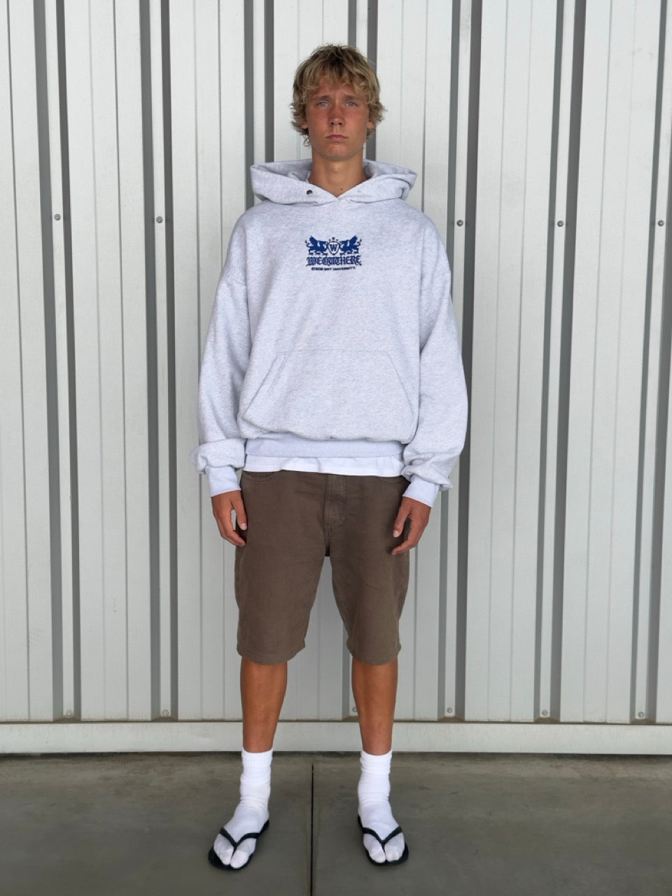 Hoodie Uni [Cinzento Claro/Azul Marinho]