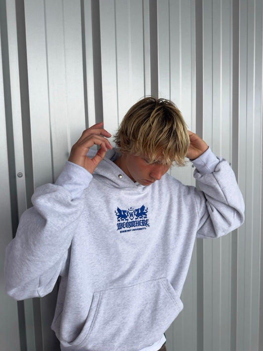 Uni  Hoodie [Light Grey/Navy Blue]
