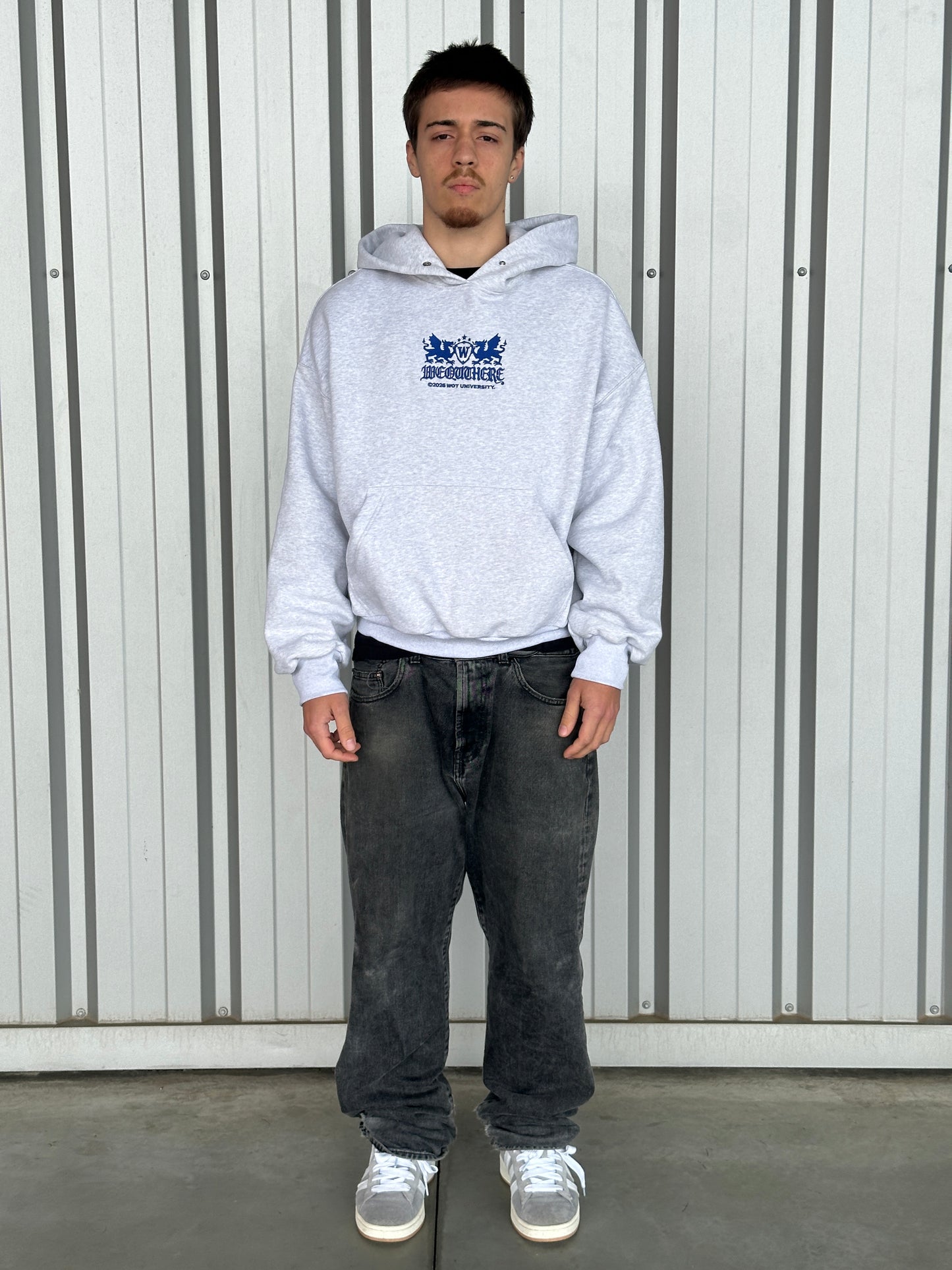 Hoodie Uni [Cinzento Claro/Azul Marinho]