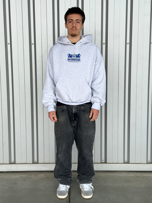 Uni  Hoodie [Light Grey/Navy Blue]