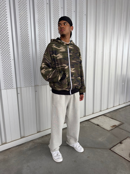 Camo Reversible Back Logo Zip-Up [Black]