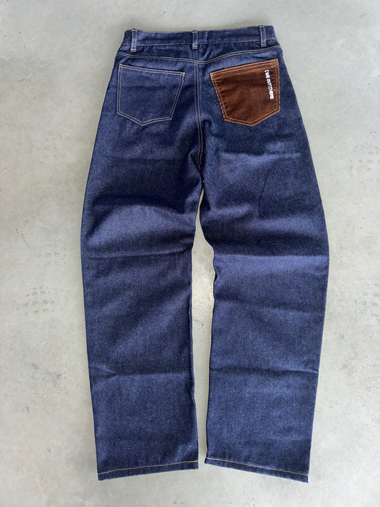 Corduroy Backpocket Raw Jeans  [Navy]