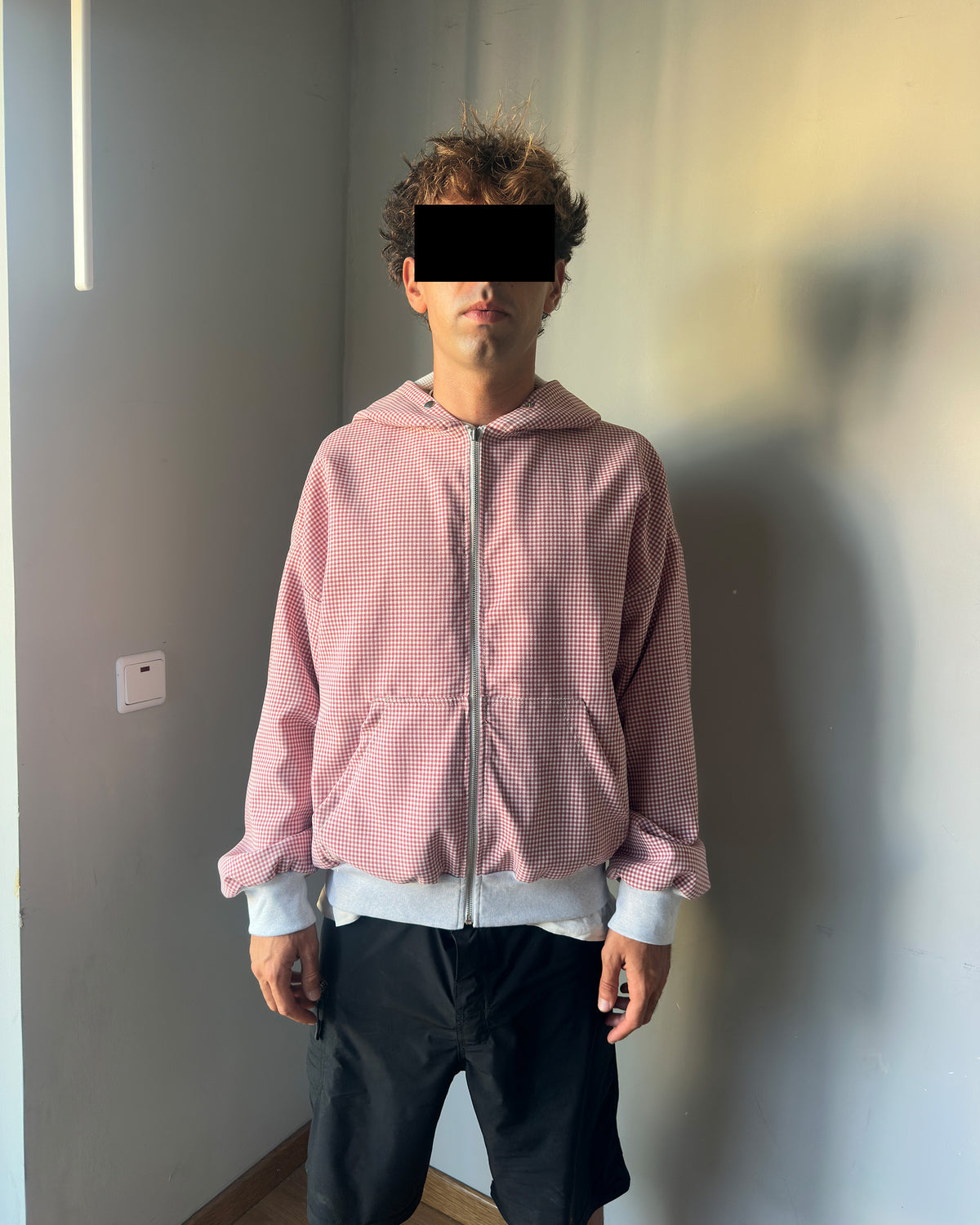 Red Chess Zip-Up  M