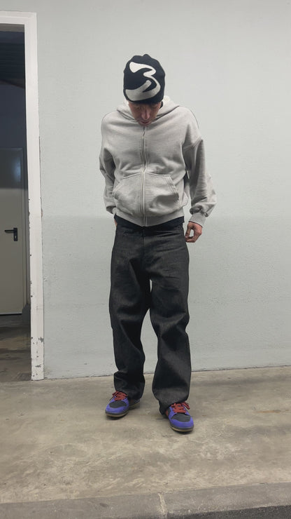 Corduroy Backpocket Raw Jeans  [Black]